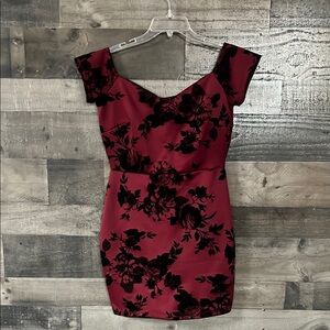Women’s Windsor Black Floral on Red Mini Dress